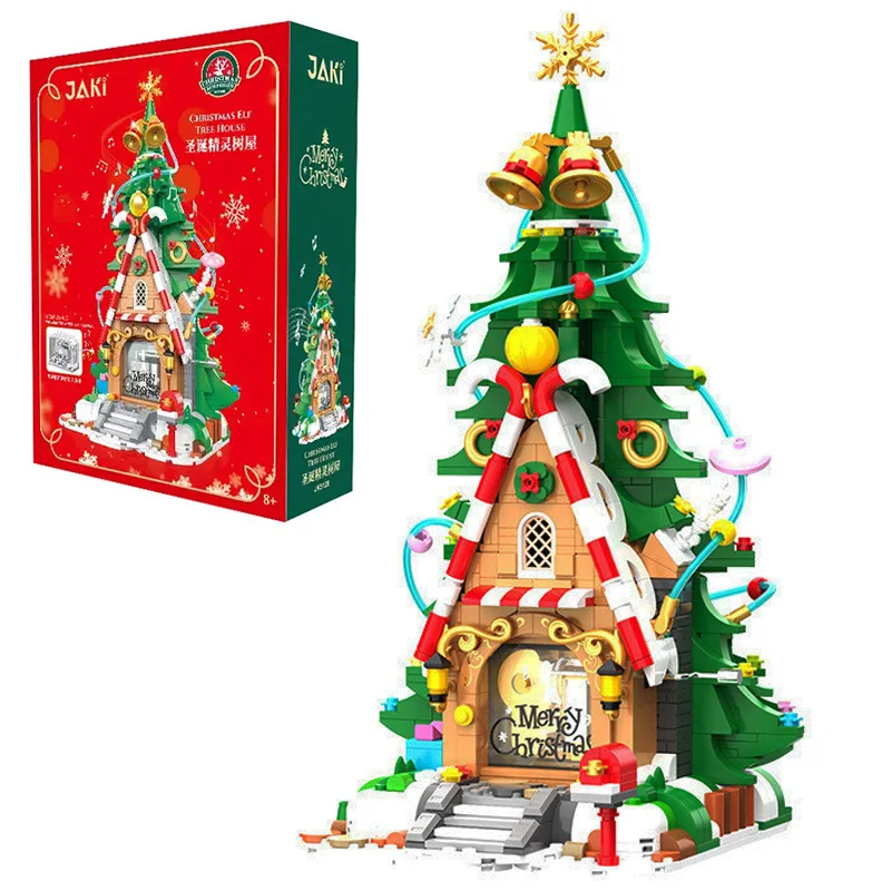 MOC Festival Christmas Tree House Building Blocks Set Toys For Childrren Holiday Gifts