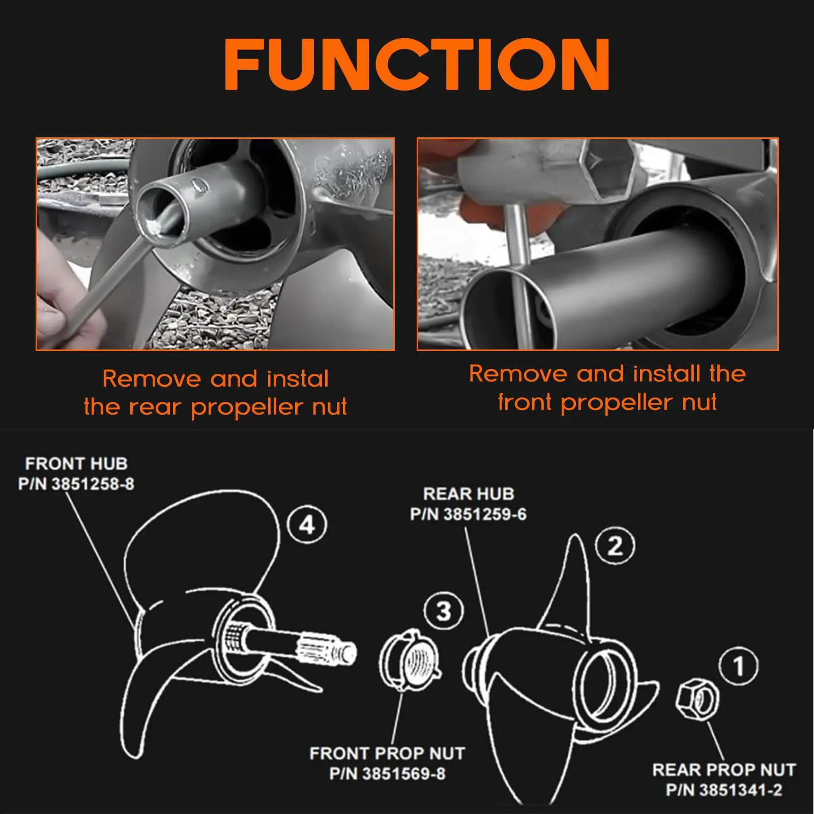 Duo/twin Prop Tool Kit Silver Heavy Duty Steel Performance Installer for Double Marine Propellers
