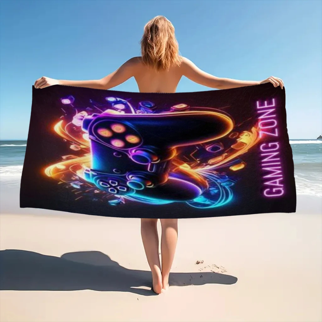 

Microfiber Beach Towel Game Controller Print Quick Dry Sandless Beach Blanket Soft Comfortable for Men Women Camping Pool Towel