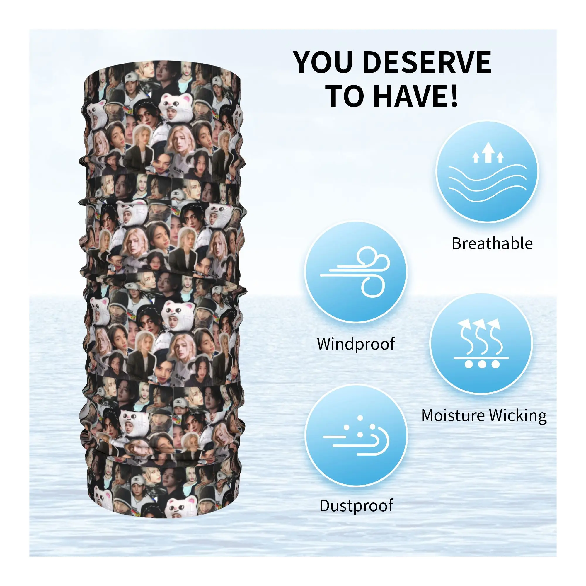 현진 콜라주 반다나 넥 게이터 프린트 매직 스카프 따뜻한 발라클라바 남녀 성인용 통기성 러닝