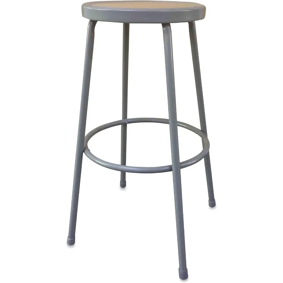 Taburete industrial de metal, altura de barra de 30 pulgadas, capacidad de 300 lb - Base gris asiento marrón - Taburete de pub de garaje de taller