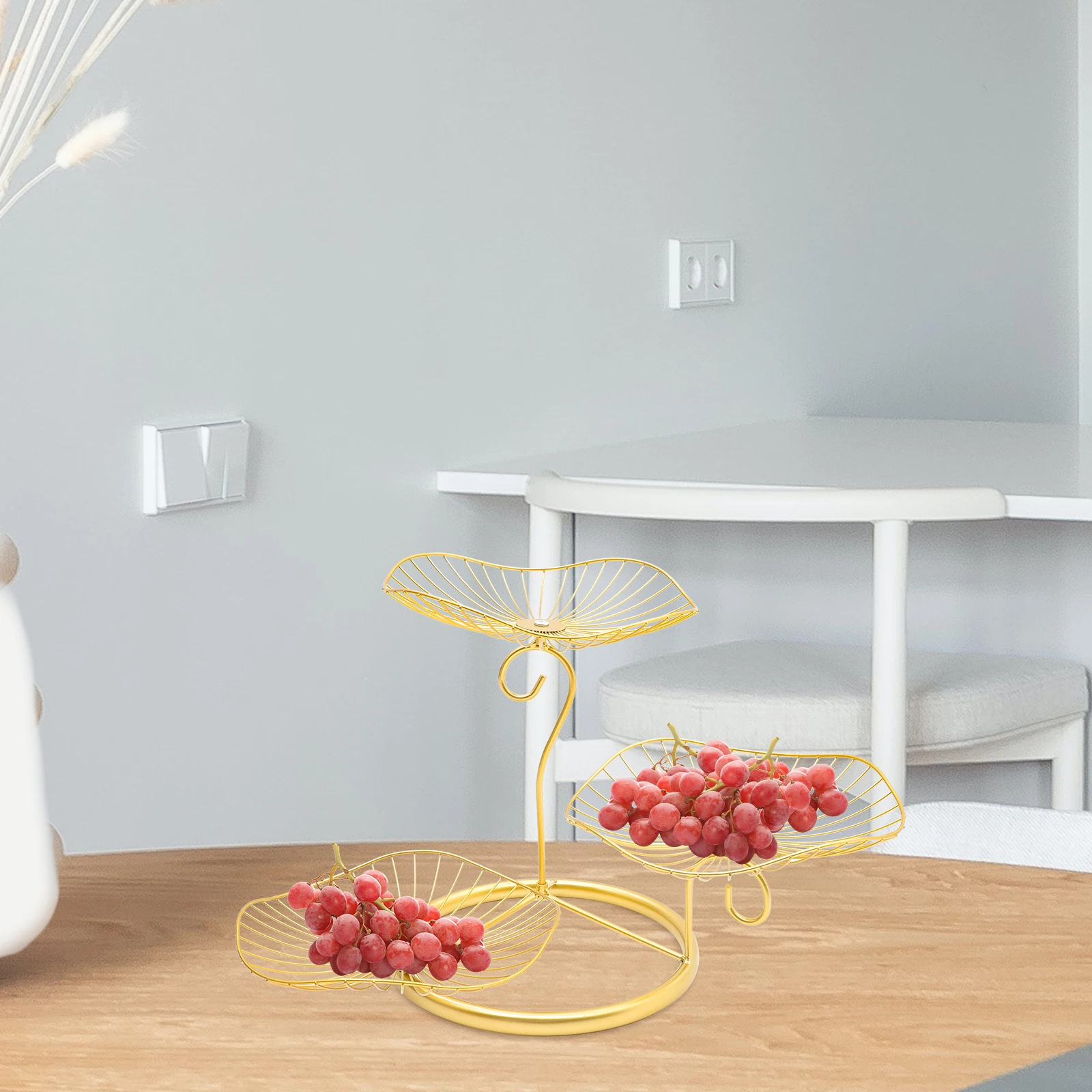 3 الطبقات سلك الحديد سلة فاكهة سلة تخزين معدنية للمطبخ كونترتوب الخضار وجبات خفيفة المنظم وعاء الحديد المطاوع #6