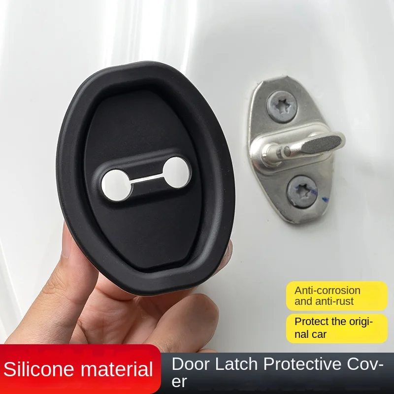 Car Door Lock Latch Cover Door Locks Buffer Shock Absorber Seal Guard Stopper Silicone Anti-Collision Protective Set Accessories