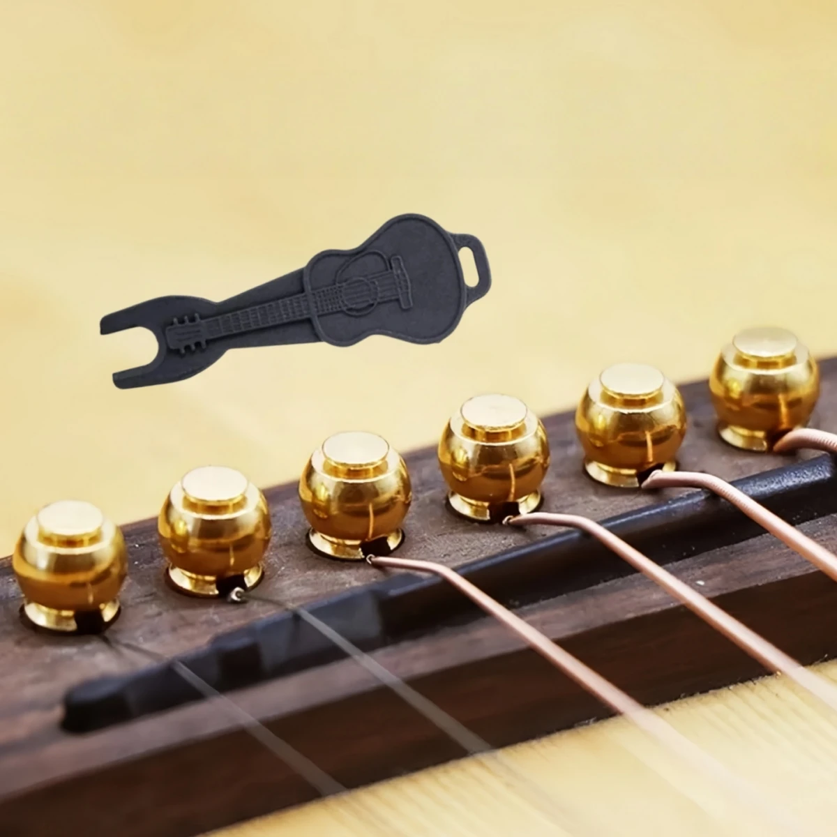 Picture: Miwayer Guitar Bridge Pins 6Pcs Brass Solid Copper String Nuts Nails with Puller for Acoustic Guitar Replacement Parts Upgrade