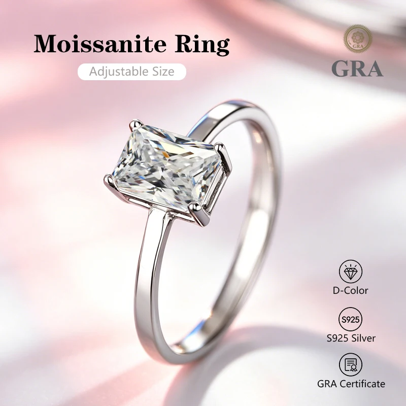 Radianite Moissanite Ring with GRA Certificate 0.5-2.0 Carats S925 Silver a Luxurious Gift for Women's Weddings or Parties