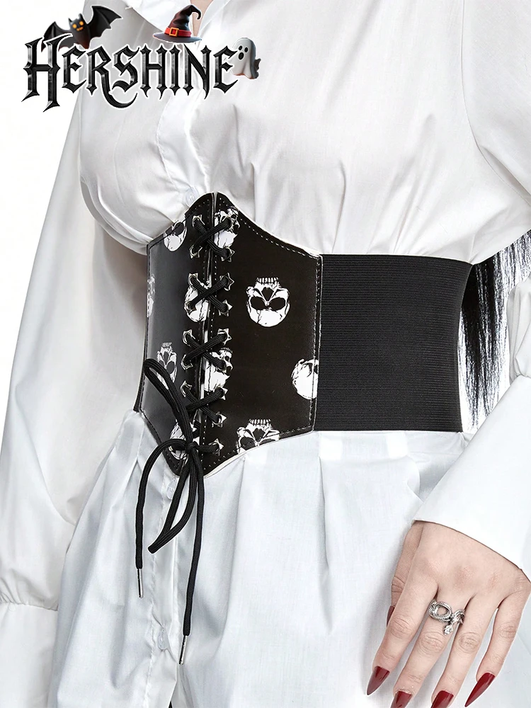 قطعة واحدة من غطاء الخصر على شكل جمجمة سوداء للنساء مع زخرفة عين خماسية Y2K على الطراز القوطي الداكن ملحقات الهالوين الأساسية #5