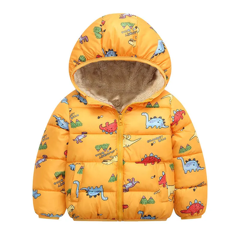 New winter clothing for small and medium-sized children, including thick down cotton jackets and short cartoon hooded cotton jac