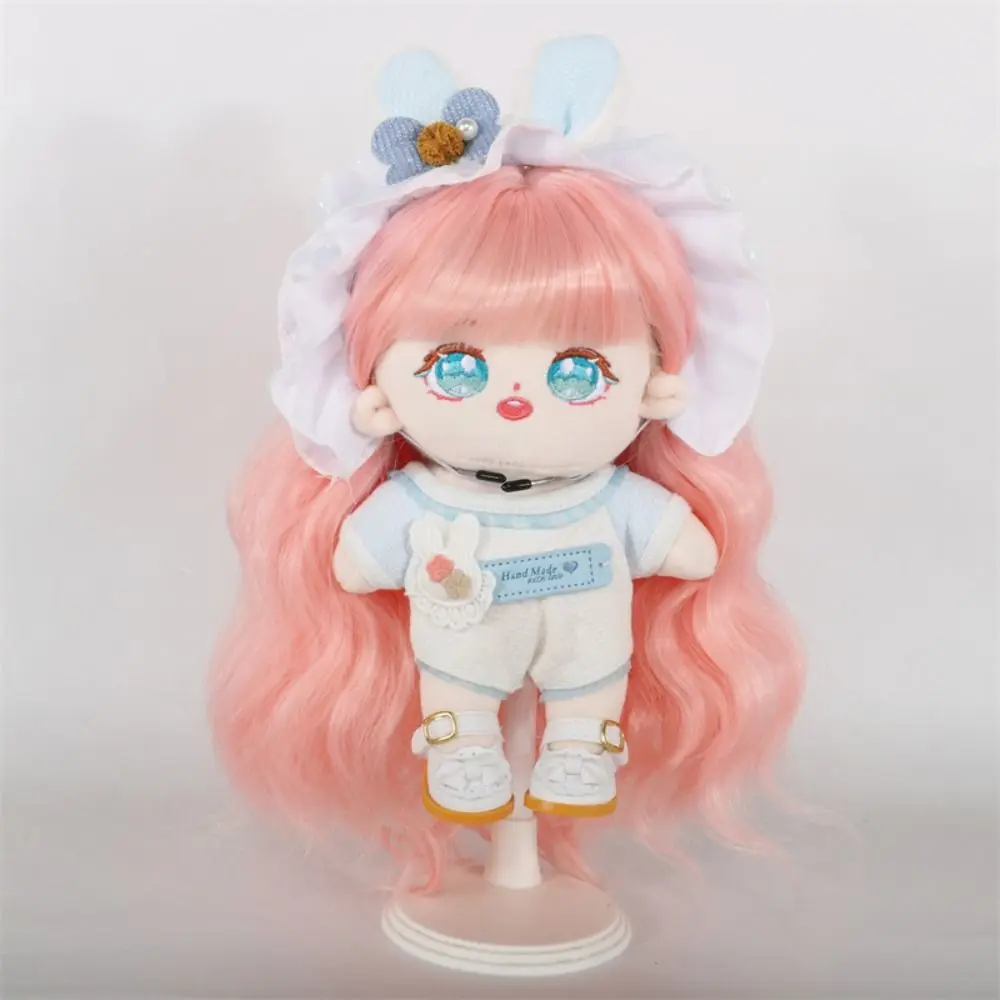 

Gradient Color 20cm Cotton Doll Wig Sweet Colorful Plush Doll Long Curly Hair Wig Black Handcraft 20cm Cotton Doll Hair