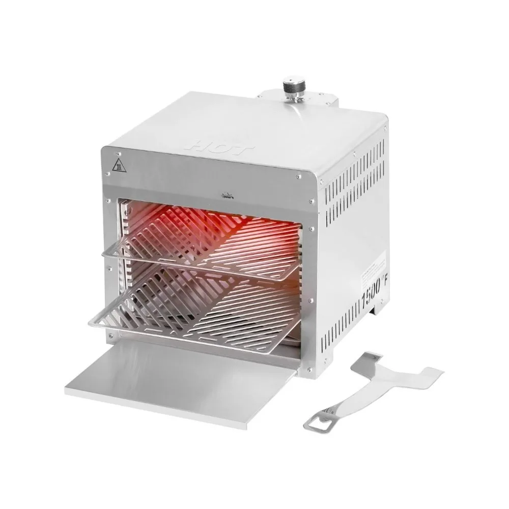 

OUTDOORS Portable Infrared Broiler Propane Gas Grill, Stainless Steel Tabletop Quick Cooking Steak Grill for Meat, Seafood