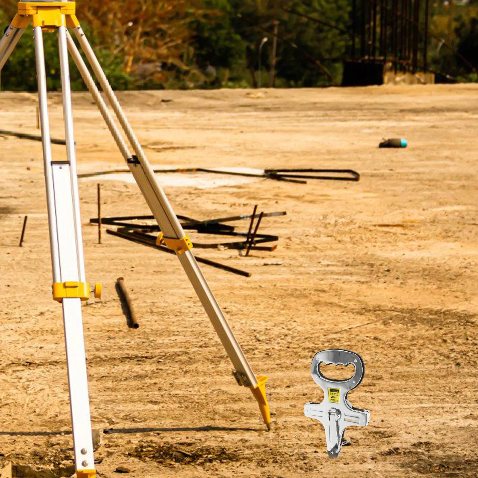 

Steel Tape Measure 100M 50M 30M Portable Engineering Ruler Frame Metric Long Distance Ground Insertion Durable