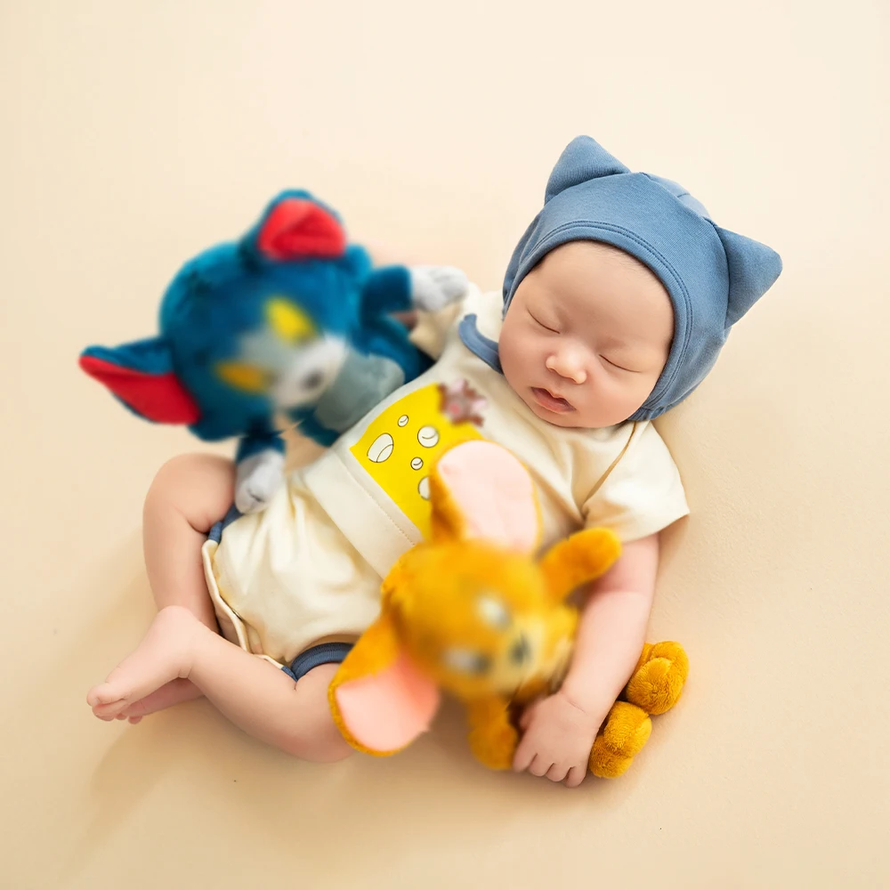 Baby Boy Newborn Photography Outfits Baby Bodysuit+Hat Cosplay Costume Animated Cartoon Characters Dolls Studio Shooting Props