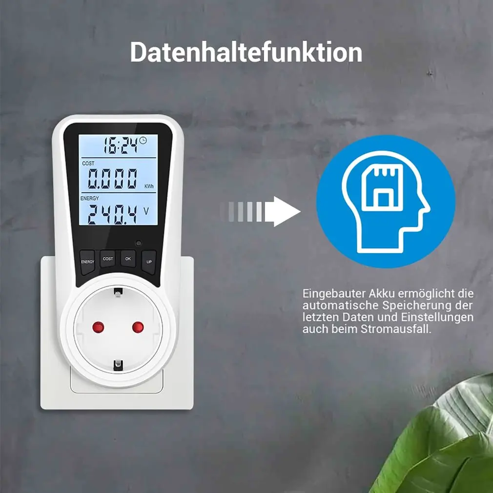 Misuratore di potenza wattmetro digitale AC misuratore di energia elettrica LCD Monitor di potenza presa spina ue misuratore di tensione wattaggio Kilowatt di potenza