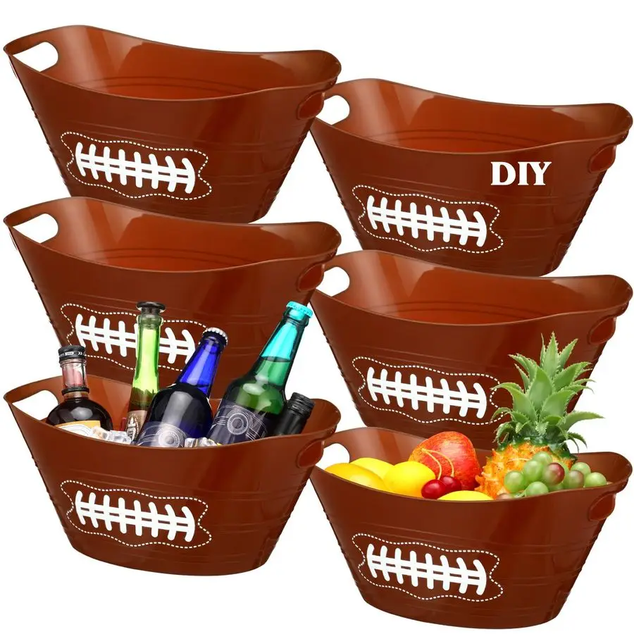 

Набор коричневых пластиковых ведер для льда в форме футбольного мяча, 4,5 л, овальные, с ручками, для летних спортивных мероприятий и дней рождения, оптом