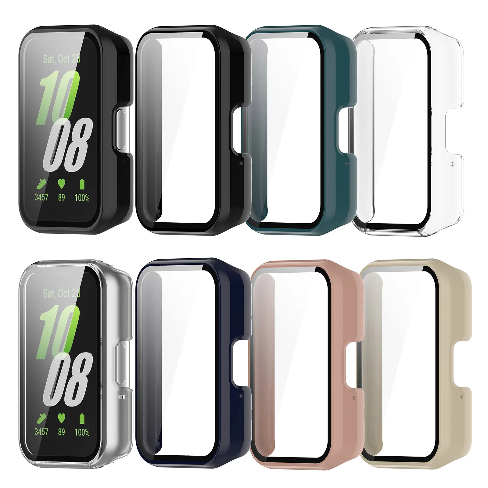 PC + Glas Schutzhülle für Samsung Galaxy Fit 3 Fit 3 SM-R390 Vollbildschutz Shell Bumper Cover