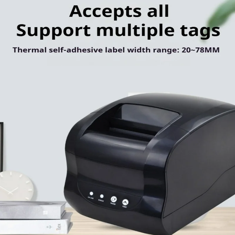 Desktop Thermal Sticker Printer Self-adhesive Barcode Label Printer Auto Calibration with Free 3 Rolls Label Stickers
