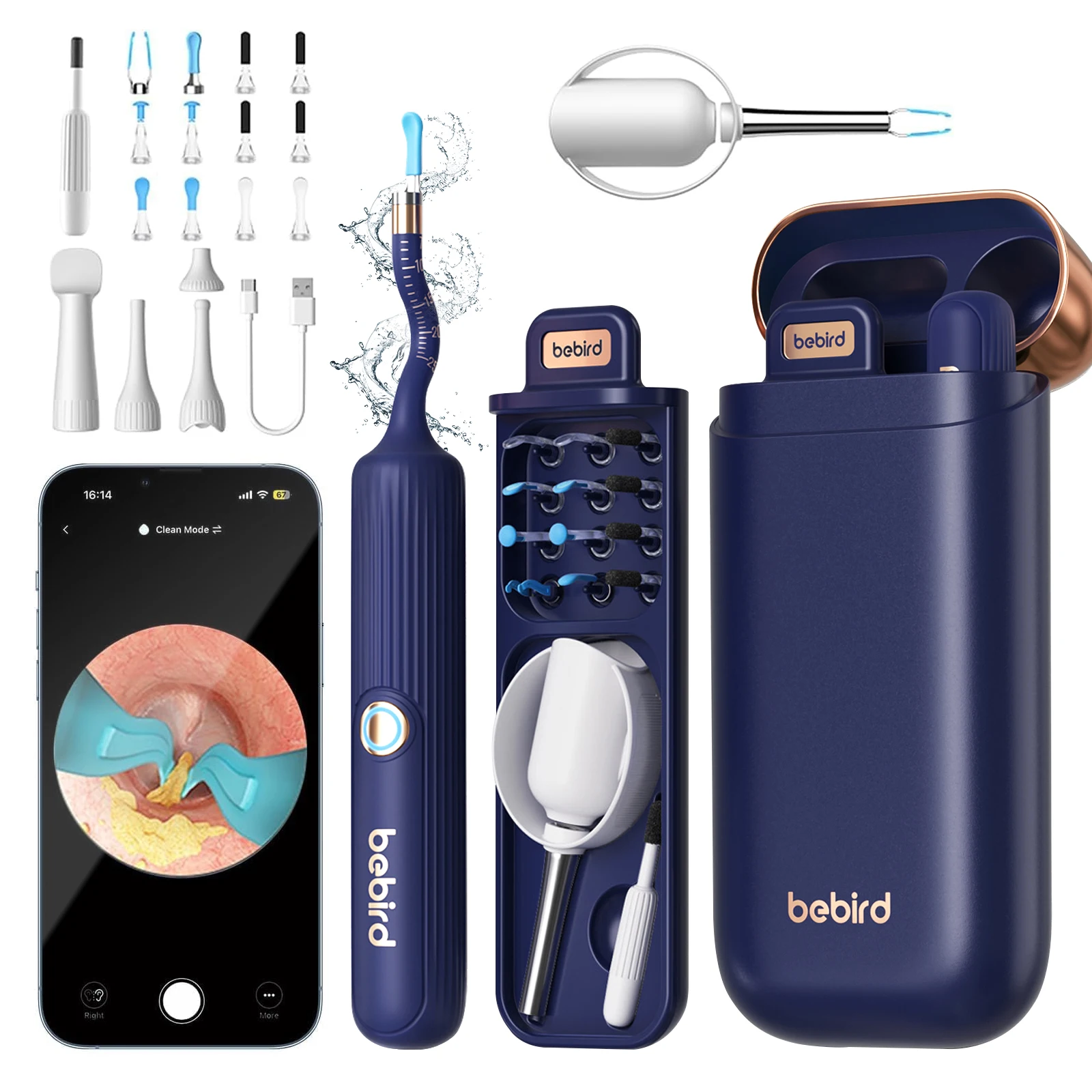 

Earsight Plus E33R Ear Wax Removal Tool Camera Ear Cleaner with Flexible Ear Camera Otoscope Visual Ear Tweezers Cleaning Kit