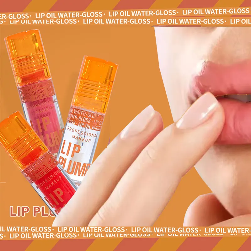 Ensemble hydratant dodu à l'huile pour les lèvres 3 pièces – Baume à lèvres liquide transparent rose brillant hydratant longue durée, essentiel pour l'automne et l'hiver