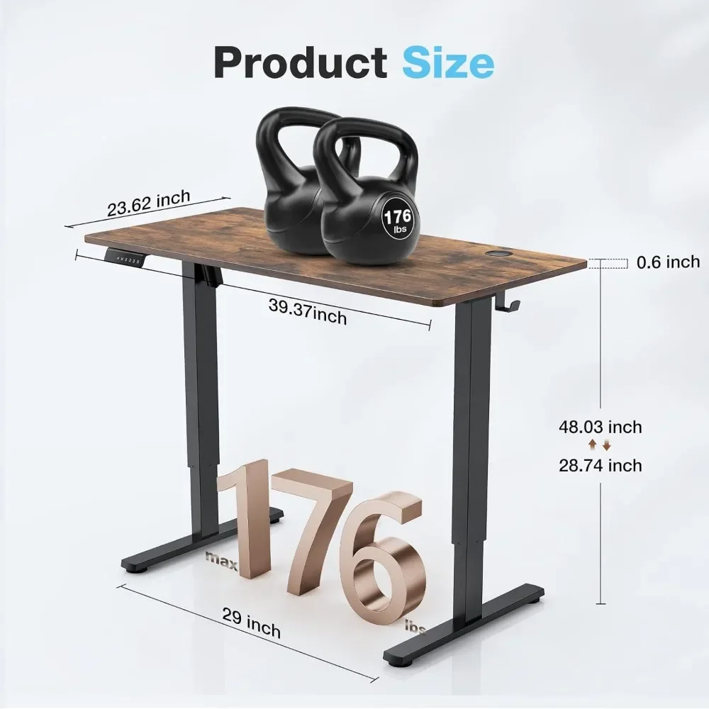 Electric Standing Desk, 40 x 24in Adjustable Height Electric Stand up Desk Standing Computer Desk Home Office Desk