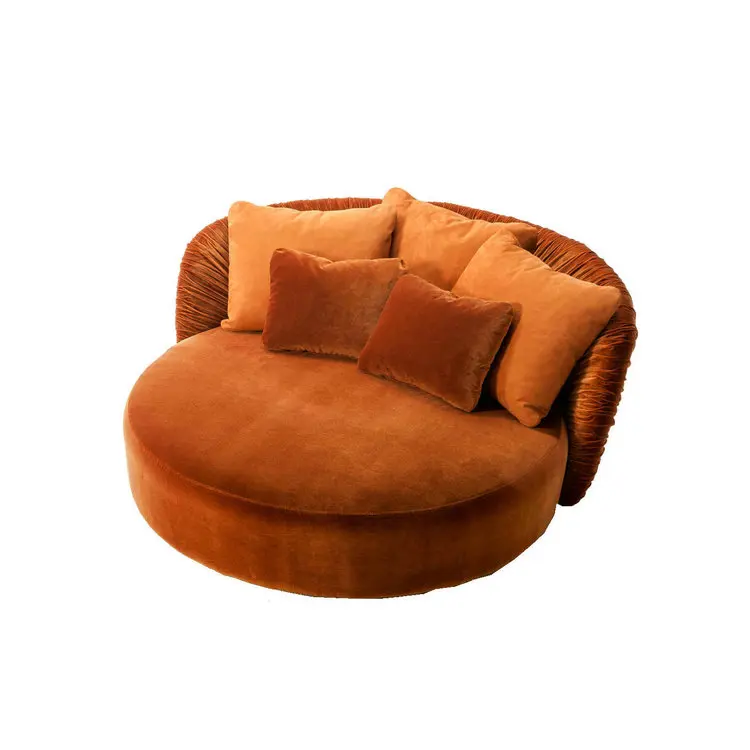 

Decorative Wooden Frame Accent Lounge Round Sofa Chair Fabric Home Furniture for Living Room Sets for Hall Mobiliario