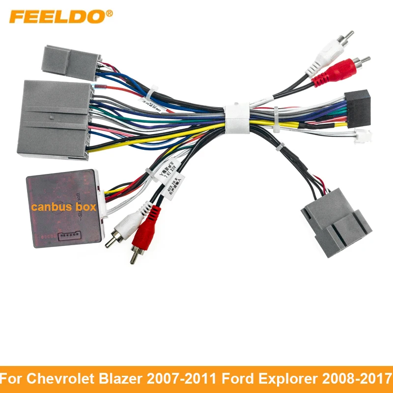 

FEELDO 5Set Car 16pin Audio Wiring Harness With Canbus Box For Chevrolet Blazer Ford Explorer Stereo Installation Wire Adapter