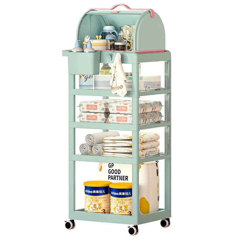 Hot Multi-layer Storage Organizer Newborn Transparent Trolley Home Storage Shelves Baby Products Organizer Cart With Wheels