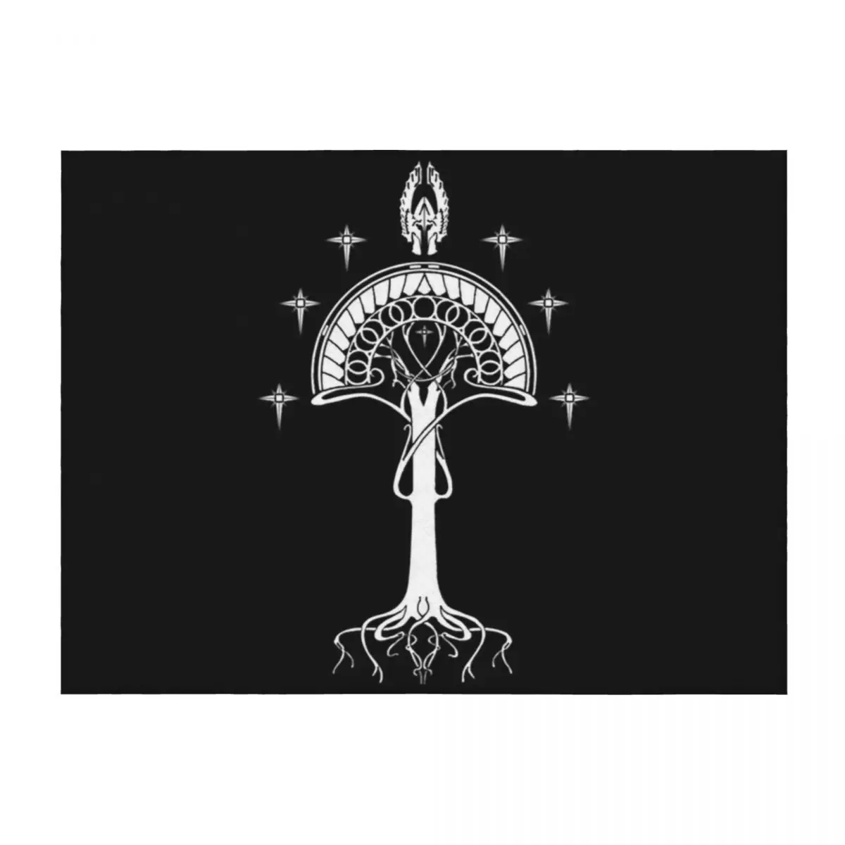 

Sigil of the United Kingdom of Arnor and Gondor (Gondorian black variant) Throw Blanket Kid'S Furry Quilt Thins Blankets