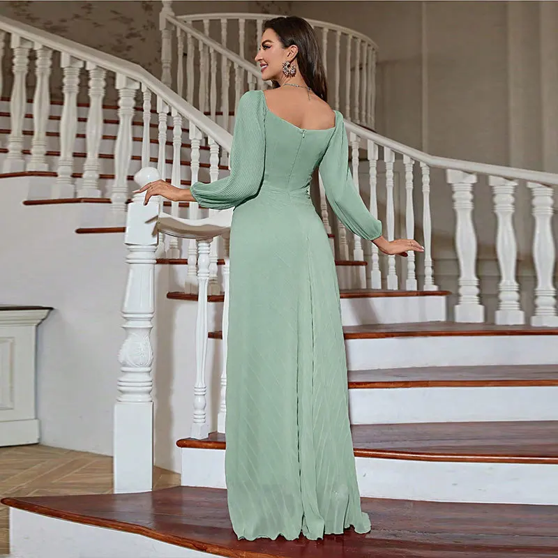 Ele الشيفون مساء Dr KY260 عالية الخصر فانوس Sve تنورة طويلة الكلاسيكية Sle المرأة Faion الخريف وصول جديد #4