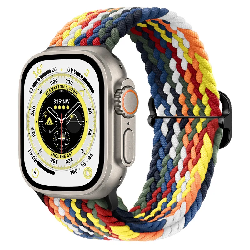 Cinturino in nylon intrecciato per Apple Watch 49mm 46mm 42mm 45mm 44mm 41mm 40mm Fascia regolabile Iwatch Series Ultra 3/2 11 10 9 8 7 6 SE