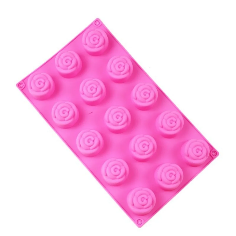 New Arrival 15 Hole Rose Flower Silicone Cake Mold DIY French Mousse Dessert Chocolate Cake Mold For Valentine's Day Baking Tool