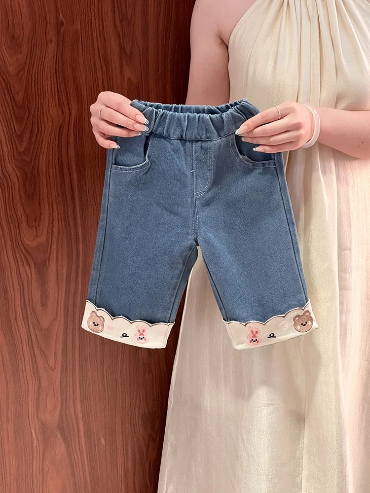 

Модные мягкие повседневные джинсовые брюки для девочек, свободные, с высокой талией, длинные, весенне-осенние, в корейском стиле