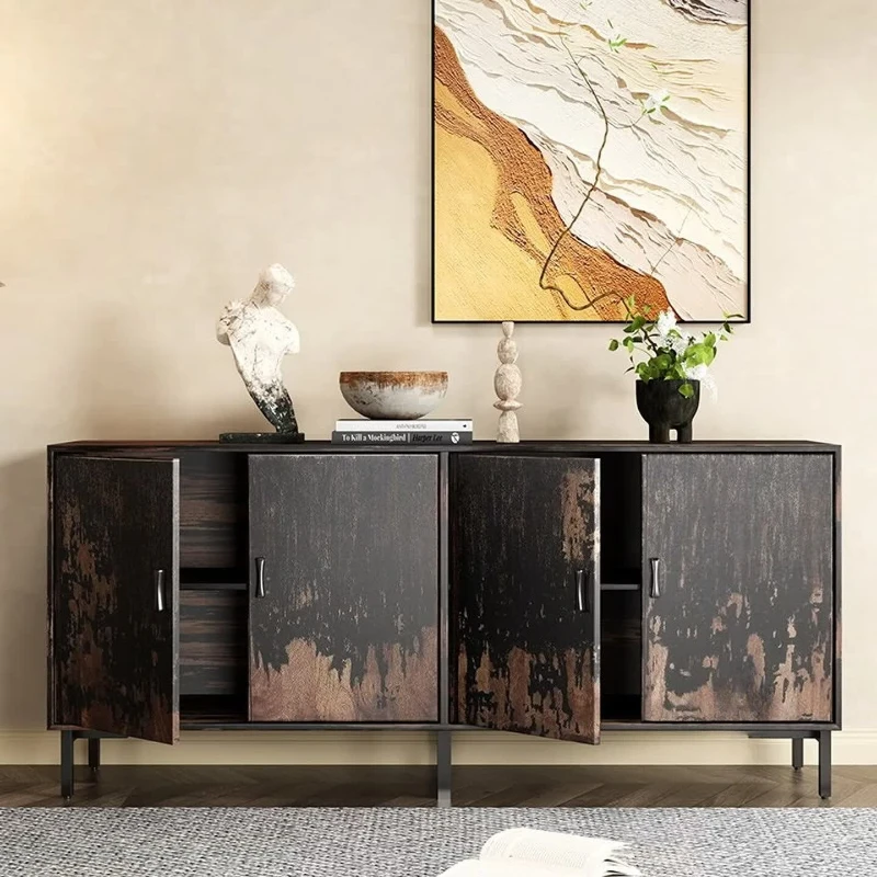 Wooden entryway cabinet, Japanese style vintage style, black entryway cabinet, storage cabinet, retro sideboard, homestay