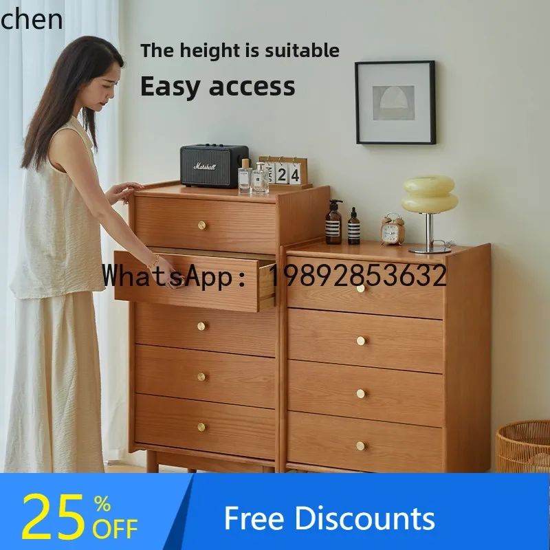 solid wood chest bedroom wall storage bedside cabinet storage bucket cabinet storage