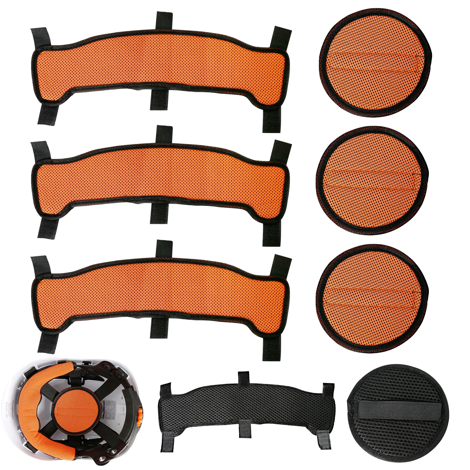 3 Sets Hard Hat Sweatband AndTop Pad Breathable Mesh Helmet Replace Liner Forehead & Head Cushion for Construction Safety Helmet