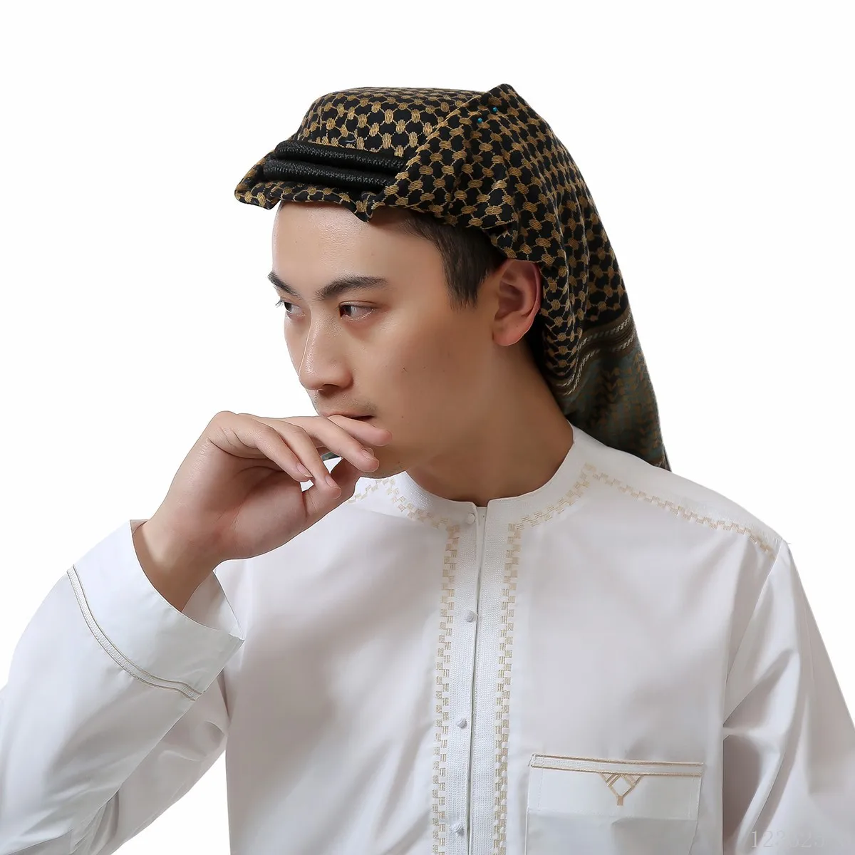 Men Muslim Head Scarf Saudi Arab Dubai Traditional Islamic Clothing Male Headscarf Hijab Plaid Turban Shemagh Gutra Prayer Wear