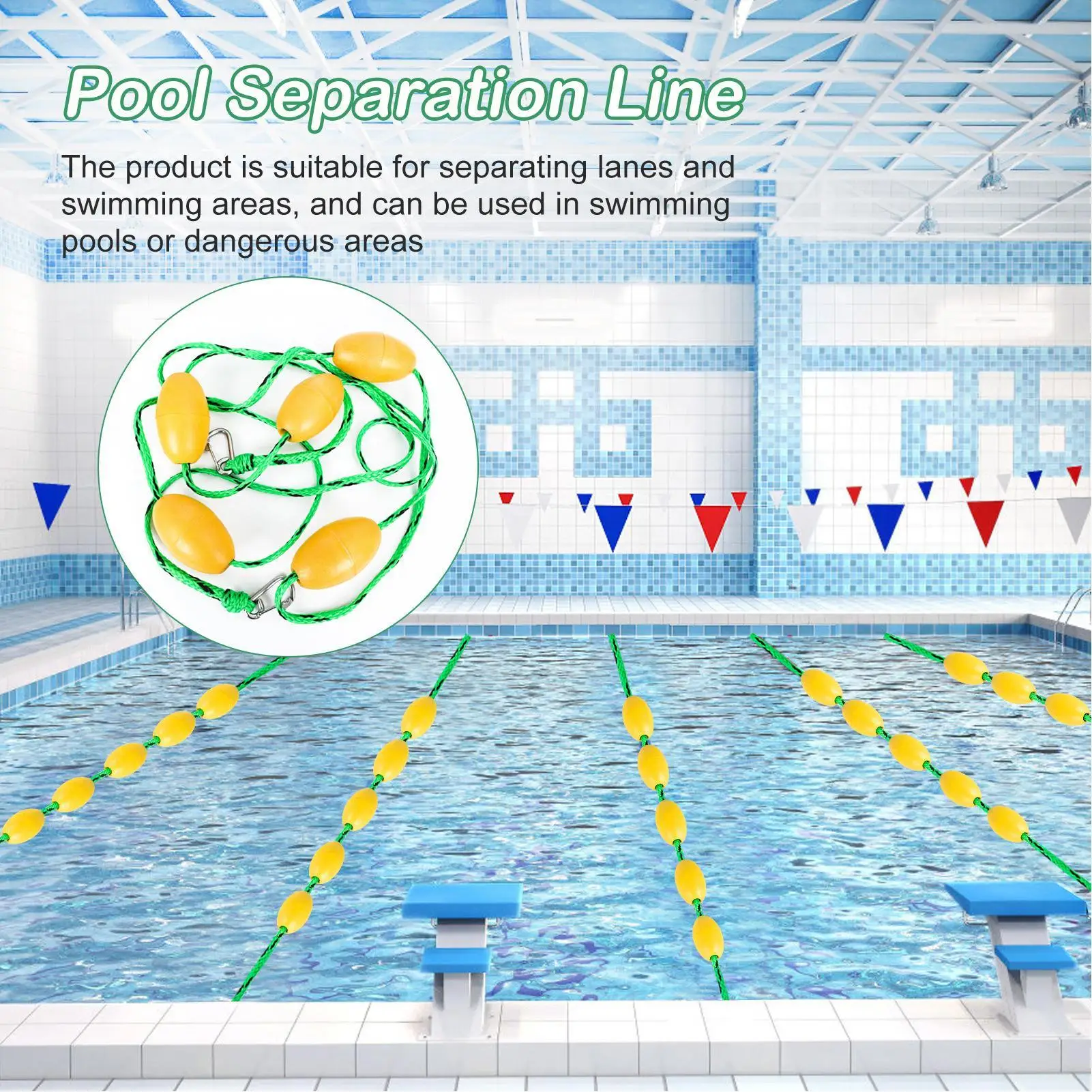 

Pool Rope 16.4Ft Pool Divider Ropes With Floating Buoys Floating Lane String With Stainless Hooks Buoys Swimming Equipment For