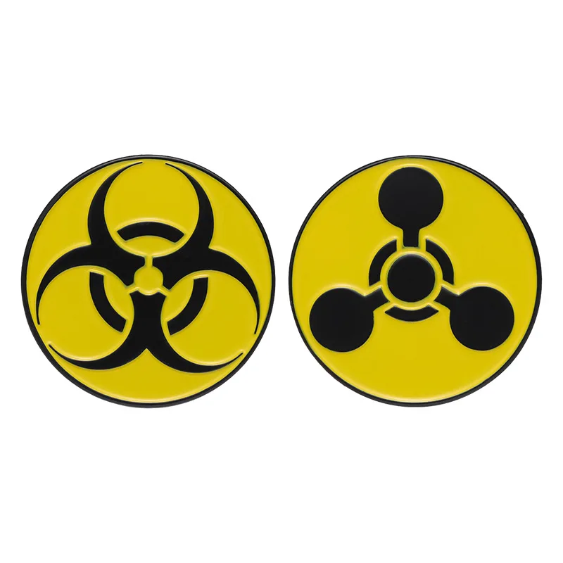 Danger Symbols Enamel Pins Radioactive Biohazard and Infection Warning Brooches Bag Lapel Badges Jewelry Gift for Friends