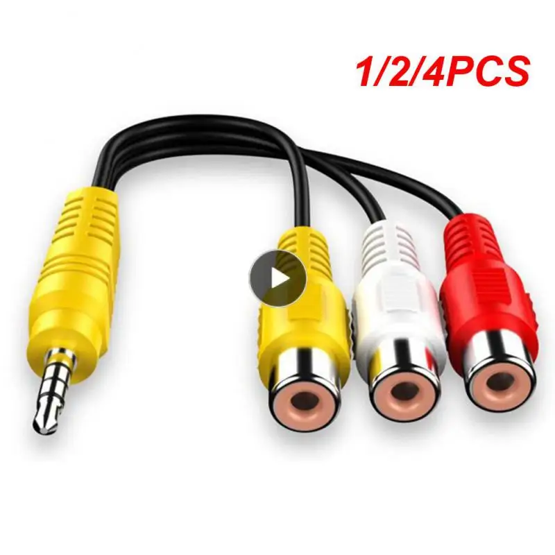 1/2/4PCS 3.5mm To 3 Rca Easy To Use Extend Connectivity Tv Accessories Advanced Efficient Av Adapter Audio Output Video Cable