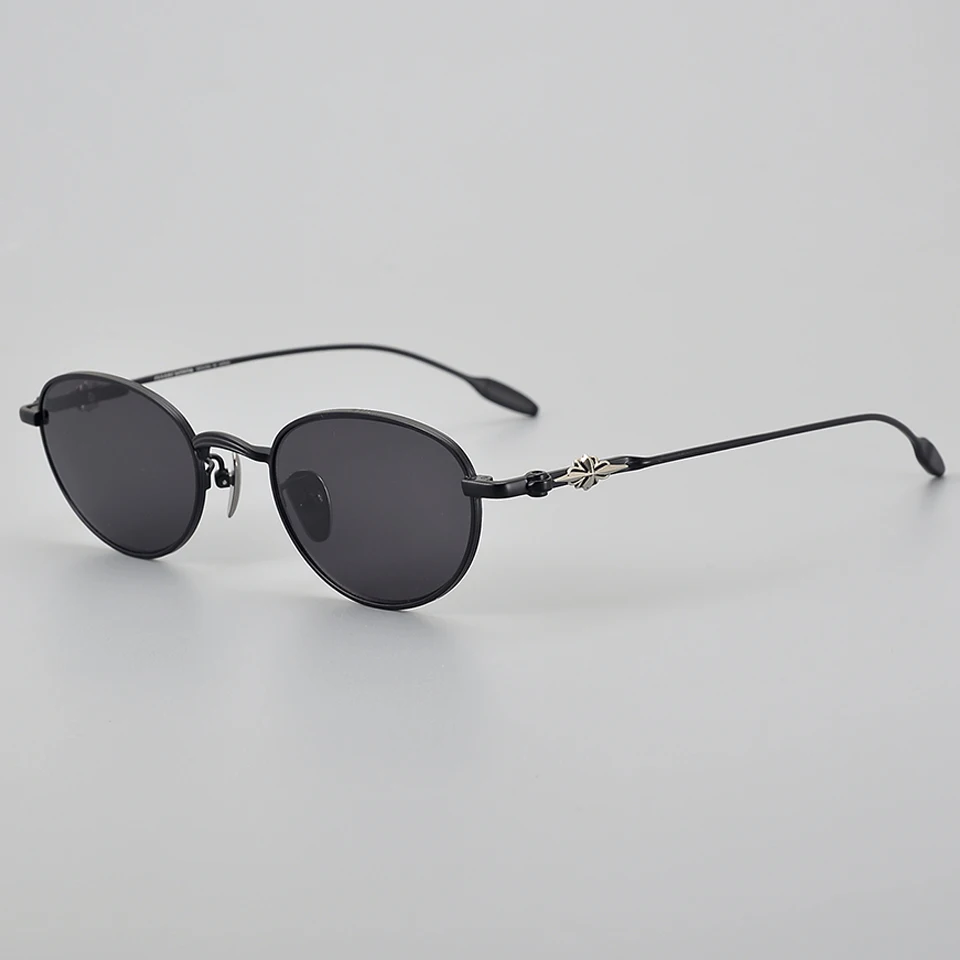 

Новинка 2024 года, женские солнцезащитные очки овальной формы «кошачий глаз», модные брендовые дизайнерские мужские персонализированные уличные солнцезащитные очки из чистого титана в стиле ретро UV400