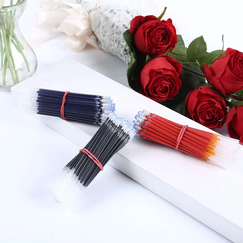 24pcs 0.5mm Refill Gel Pen Black Red Blue Writing School Stationary