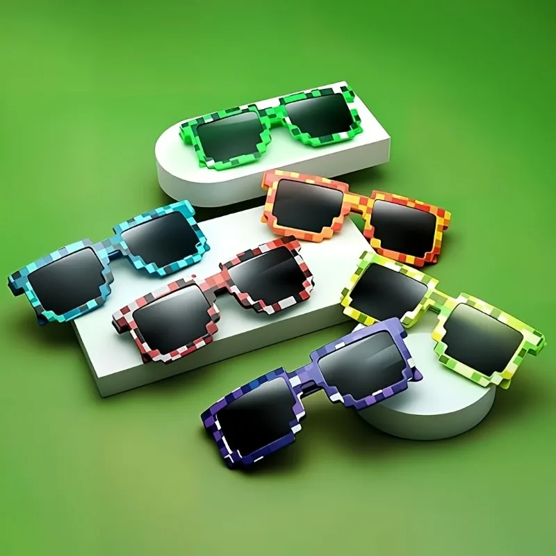 

7 шт. пиксельные солнцезащитные очки для шахтерской вечеринки, ретро-пиксельные очки для взрослых, сувениры для вечеринок на дни рождения и игровые мероприятия, принадлежности