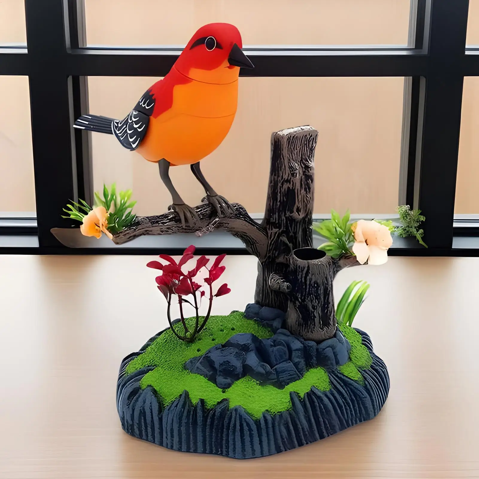 Porte-stylo électrique de Simulation d'oiseau, décoration de maison, oiseau décoratif réaliste pour animaux de compagnie, pour écoliers, chambre à coucher, salon, cuisine