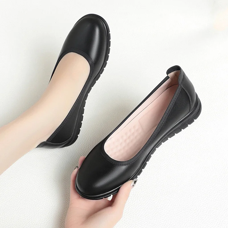 Women Round Head Shallow Mouth Anti-slip Ballet Shoes Spring Office Work Sweet Loafers Pregnant Soft Bottom Flats Shoes