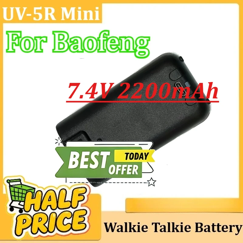 

For Baofeng Replacement Li-ion Battery Type-C Charging Rechargeable Batteries UV-5R Mini Walkie Talkie Battery 7.4V 2200mAh