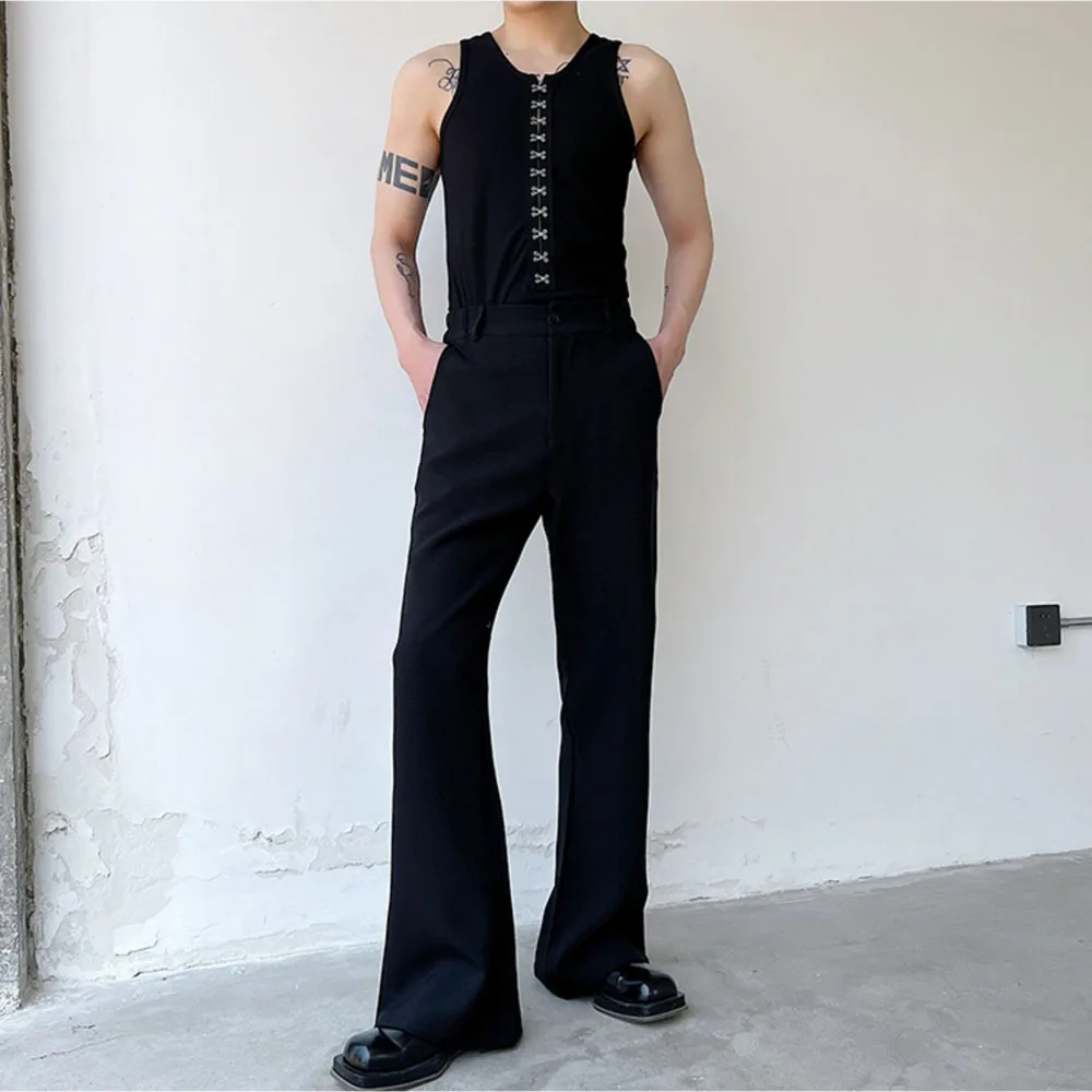 Men Vintage Casual Flared Pants Harajuku Korean Streetwear Fashion Retro Suit Boot Cut Pant for Man Long Trousers