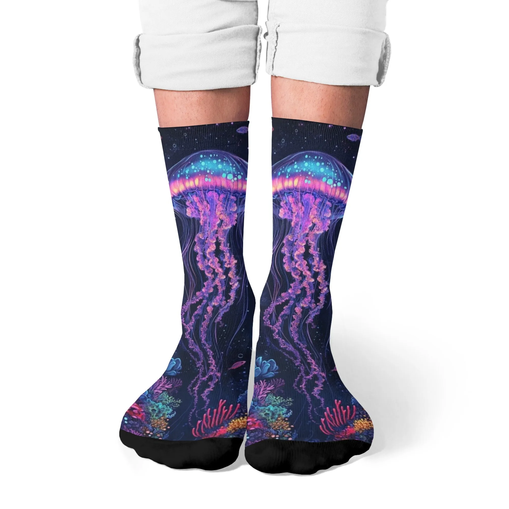 Neuheit Unterwasserwelt Quallen Print Socken Atmungsaktive Lässige Mode Socken Harajuku Retro Hip Hop Crew Socken Unisex Lustiges Geschenk