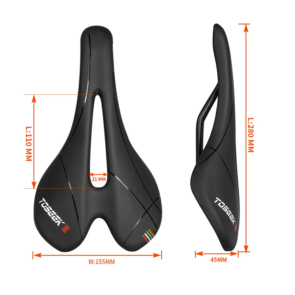 TOSEEK TS100 Bicycle Saddle Plastic/Pvc Breathable Leather Cushions Comfort Type Seat For Men Bike Road MTB Accessories