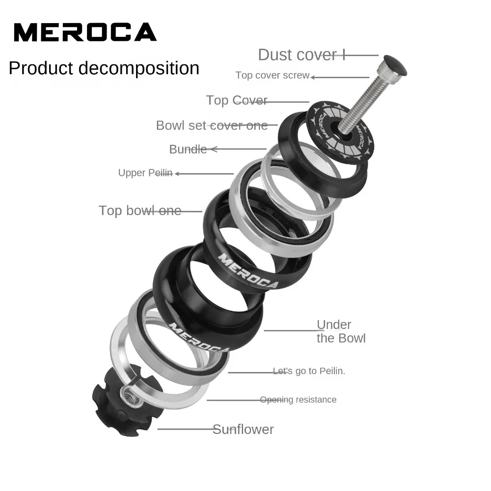 Auriculares duraderos MEROCA para bicicleta, copas de dirección de bicicleta de doble Peilin de 34mm, piezas de bicicleta de aleación de aluminio para horquilla de Ciclismo de montaña