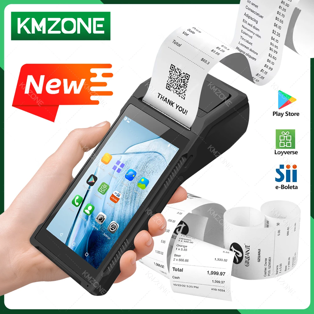 

Handheld 3G POS Receipt Printer Android 8.1 1D 2D Barcode Scanner PDA Terminal WiFi BT 5.5 Inch Touchscreen 58mm Loyverse Print