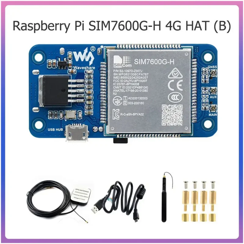 

Плата расширения Raspberry Pi SIM7600G-H 4G HAT (B) поддерживает LTE Cat-4 4G 3G 2G GNSS позиционирование Global для Raspberry Pi Zero W