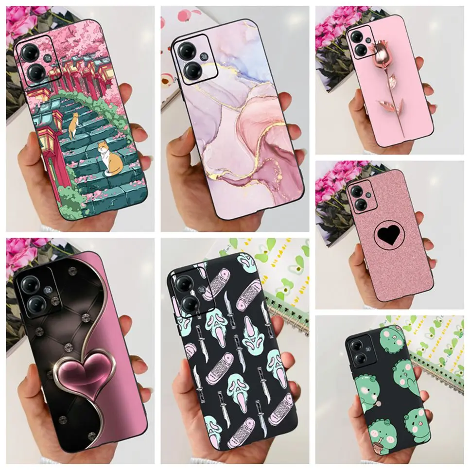 New For Motorola Moto G14 4G Case Black Silicone Luxury Cute Fashion Butterfly Soft TPU Shockproof Bunper For Motorola G14 Cover